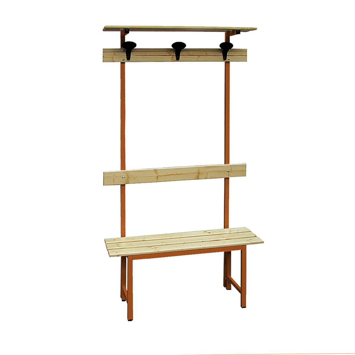 Panca spogliatoio in legno alzata telaio Arancio 3 posti / cm. L.100