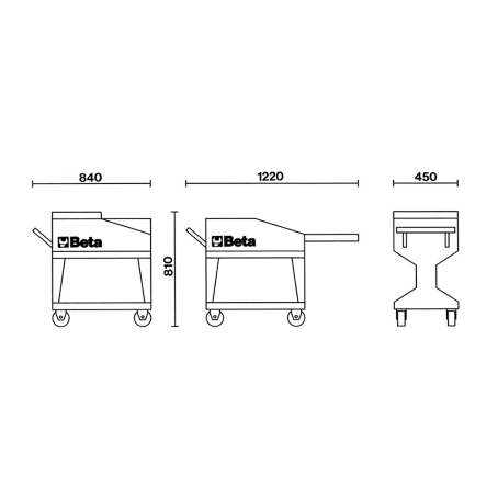 Carrello officina tank Beta C25 vuoto (Arancio) / cm.L.85xP.45xH.80