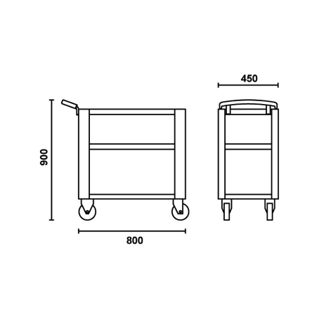 Carrello officina 3 ripiani Beta C51 / cm. L.80xP.90xH.45
