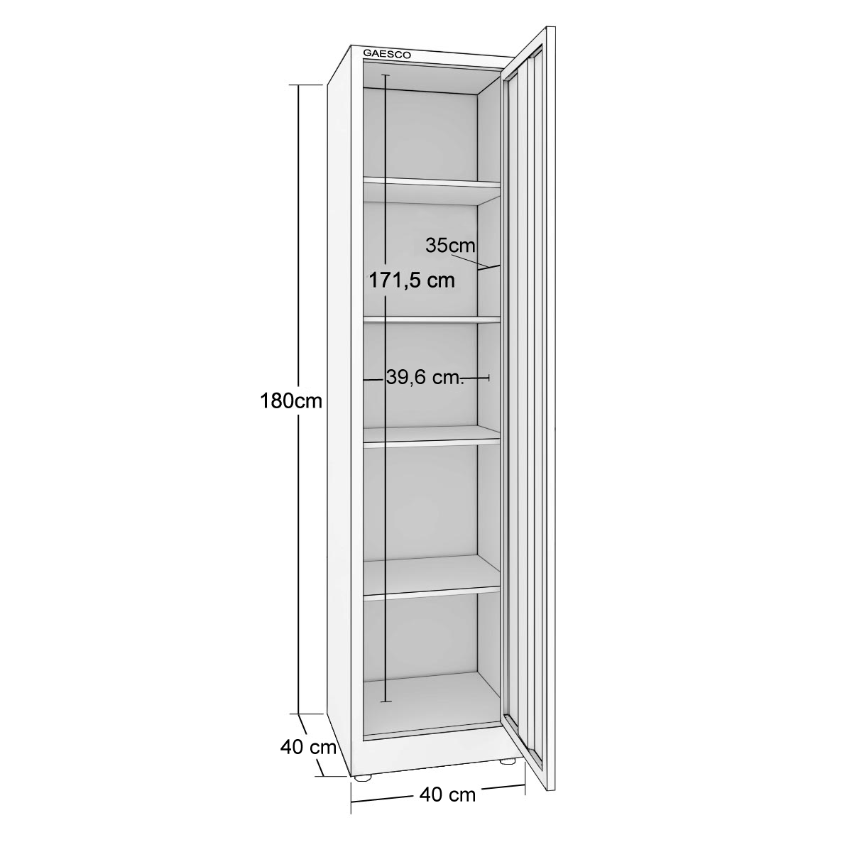 Armadio portaoggetti Zincoplastificato - 1 anta Bianco - Dim. 40x40x180H cm.