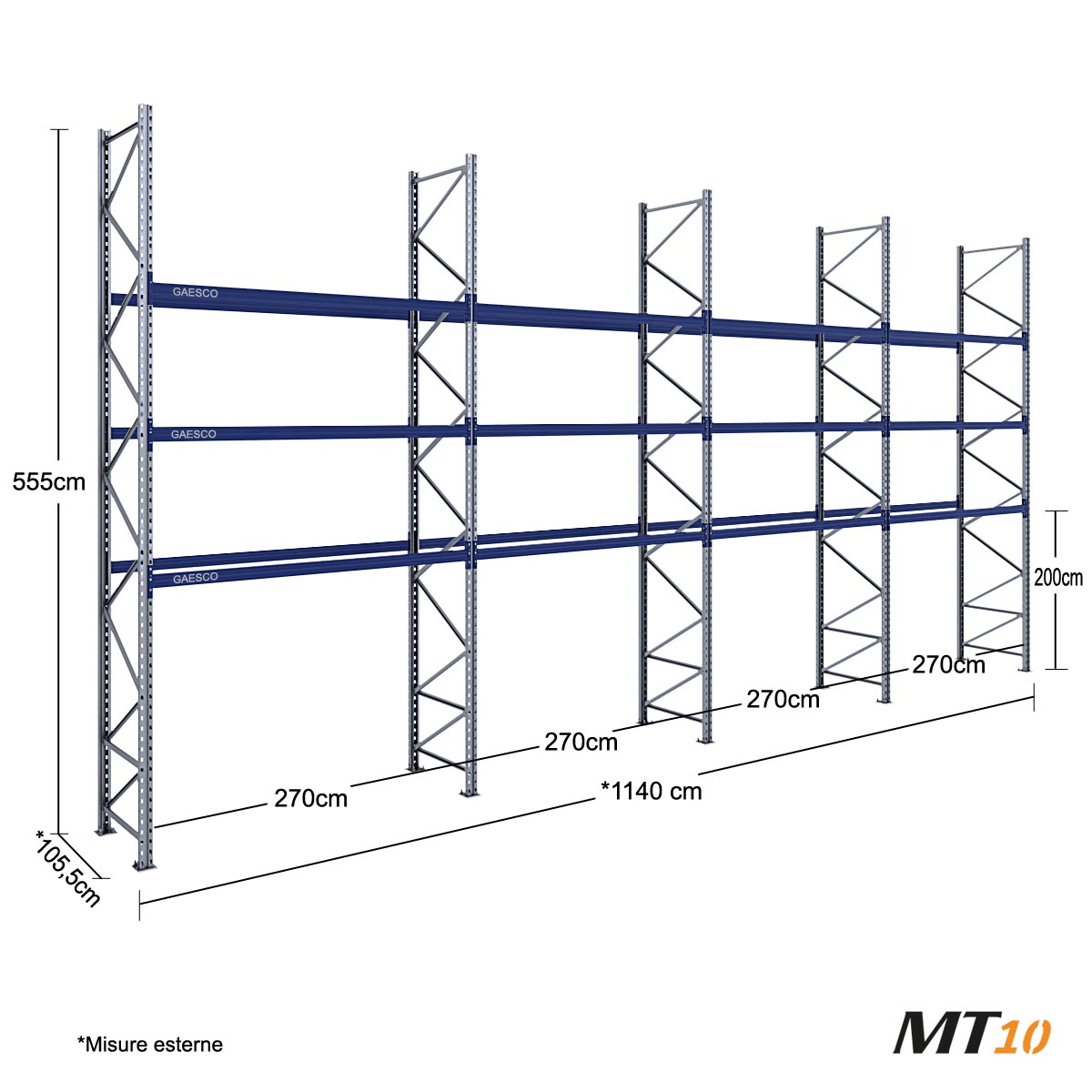 Scaffale Portapallet (48 bancali) - cm. L.1140xP.100xH.550 (KIT)