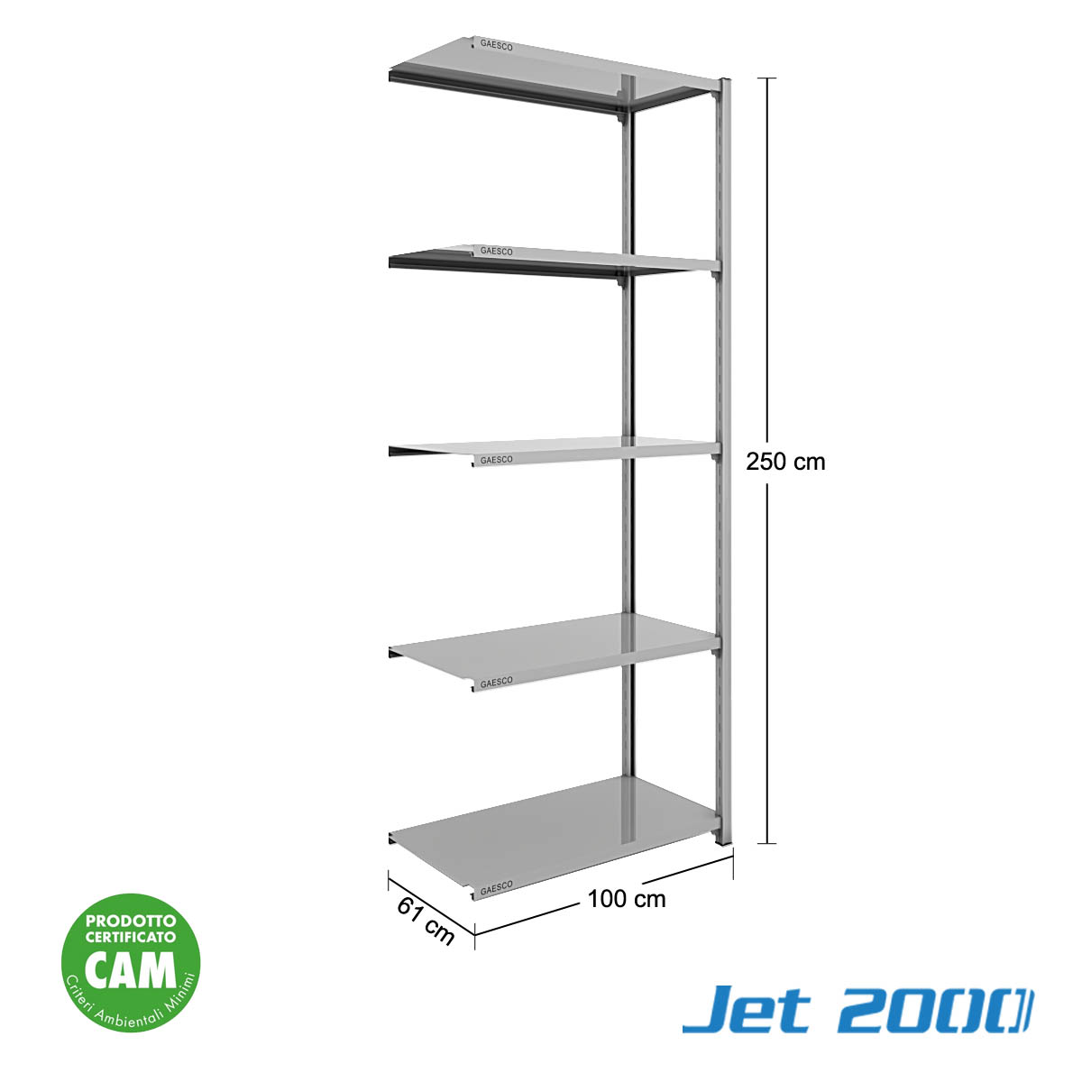 Scaffale a gancio 5 Ripiani JET2000 - cm. L.100xP.60xH.250-Agg.