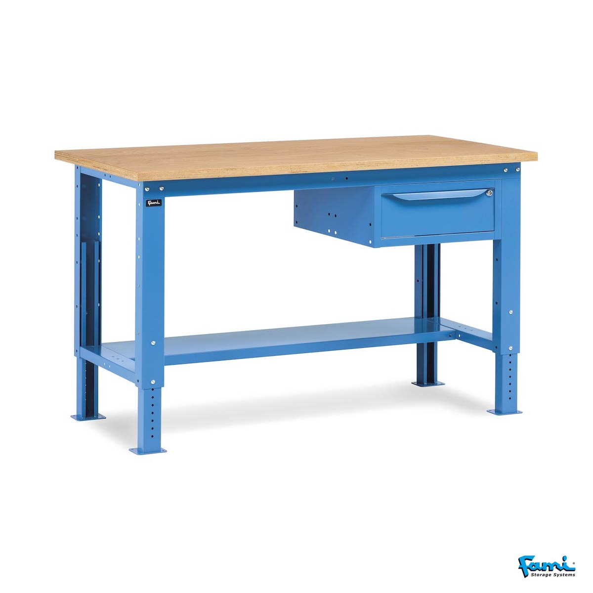 Banco da lavoro piano in legno H regolabile (BLU) / cm. L.150xP.75xH.73/110,7 – FAMI WORK1502