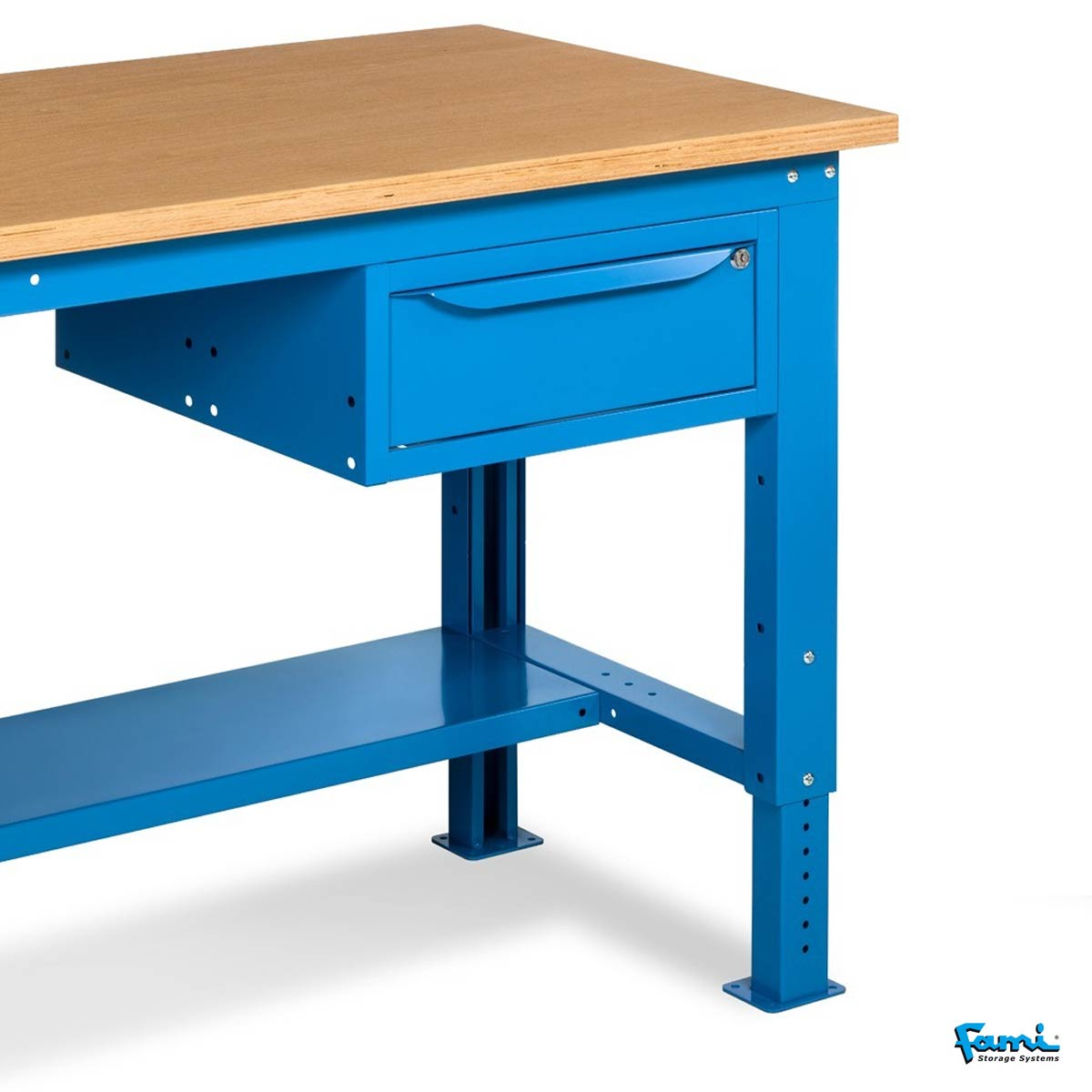 Banco da lavoro piano in legno H regolabile (BLU) / cm. L.150xP.75xH.73/110,7 – FAMI WORK1502