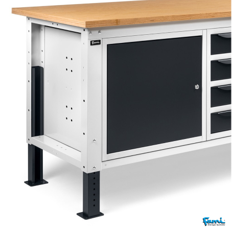 Banco da lavoro piano in legno H regolabile (GRIGIO) / cm. L.150xP.75xH.73/110,7 – FAMI WORK1509