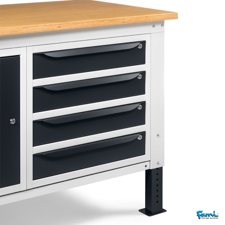 Banco da lavoro piano in legno H regolabile (GRIGIO) / cm. L.150xP.75xH.73/110,7 – FAMI WORK1509