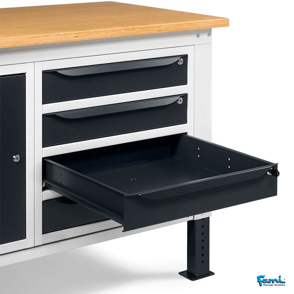 Banco da lavoro piano in legno H regolabile (GRIGIO) / cm. L.150xP.75xH.73/110,7 – FAMI WORK1509