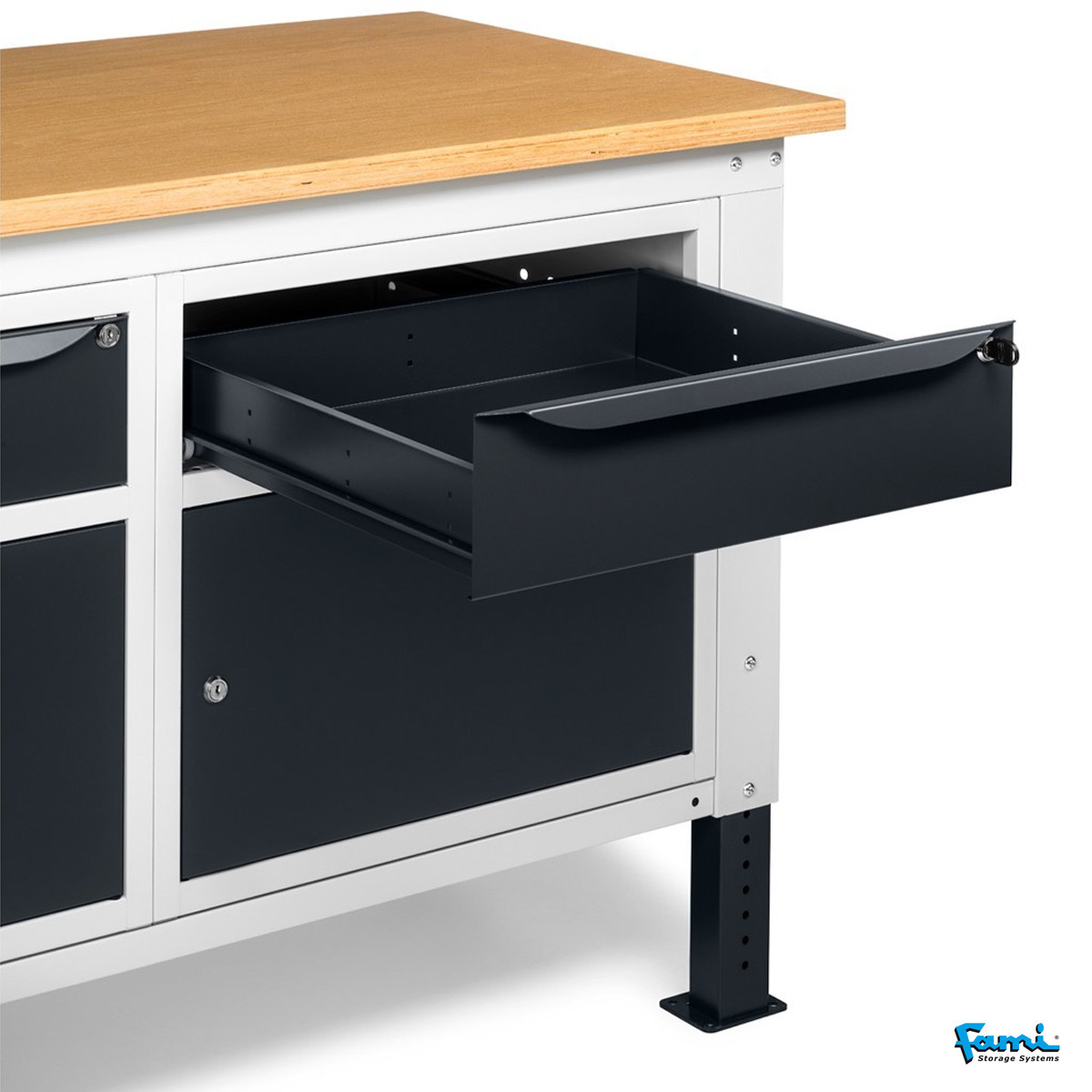 Banco da lavoro piano in legno H regolabile (GRIGIO) / cm. L.150xP.75xH.73/110,7 – FAMI WORK1511