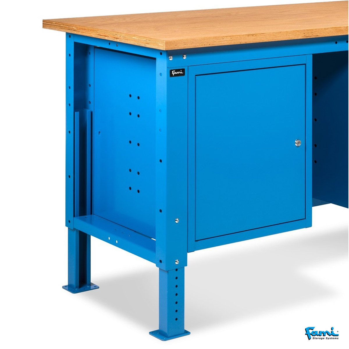 Banco da lavoro piano in legno H regolabile (BLU) / cm. L.200xP.75xH.73/110,7 – FAMI WORK2006