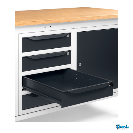 Banco da lavoro piano in legno H regolabile (GRIGIO) / cm. L.200xP.75xH.73/110,7 – FAMI WORK2009