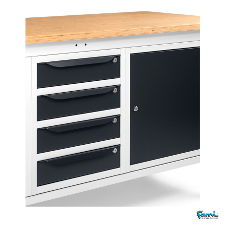 Banco da lavoro piano in legno H regolabile (GRIGIO) / cm. L.200xP.75xH.73/110,7 – FAMI WORK2009