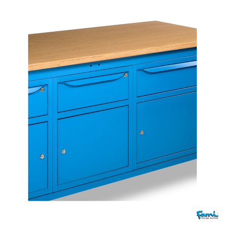 Banco da lavoro piano in legno H regolabile (BLU) / cm. L.200xP.75xH.73/110,7 – FAMI WORK2012