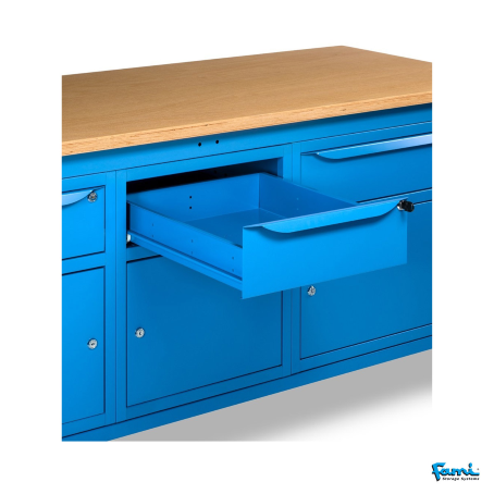 Banco da lavoro piano in legno H regolabile (BLU) / cm. L.200xP.75xH.73/110,7 – FAMI WORK2012