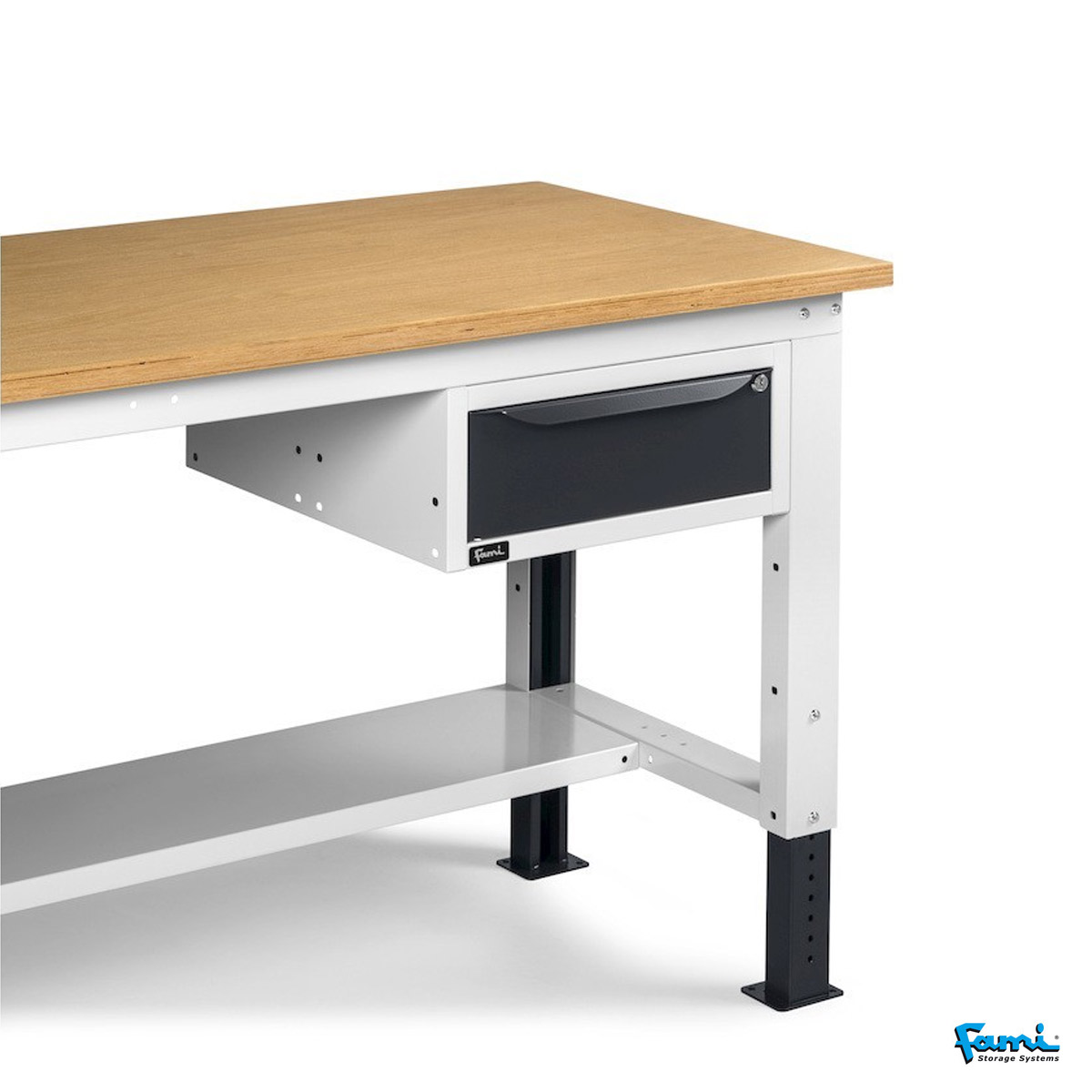 Banco da lavoro piano in legno H regolabile (GRIGIO) / cm. L.200xP.75xH.167,5/205 – FAMI WORK2030