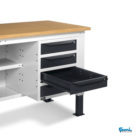Banco da lavoro piano in legno H regolabile (Grigio) / cm. L.200xP.75xH.167,5/205 – FAMI WORK2033