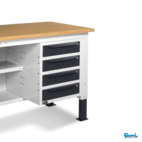 Banco da lavoro piano in legno H regolabile (Grigio) / cm. L.200xP.75xH.167,5/205 – FAMI WORK2033