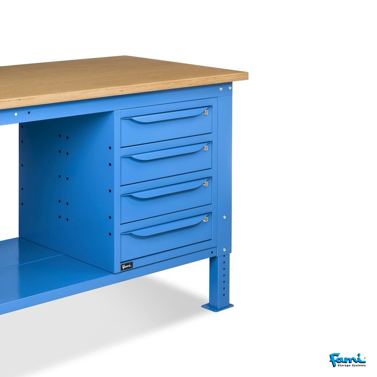 Banco da lavoro piano in legno H regolabile (Blu) / cm. L.200xP.75xH.167,5/205 – FAMI WORK2037