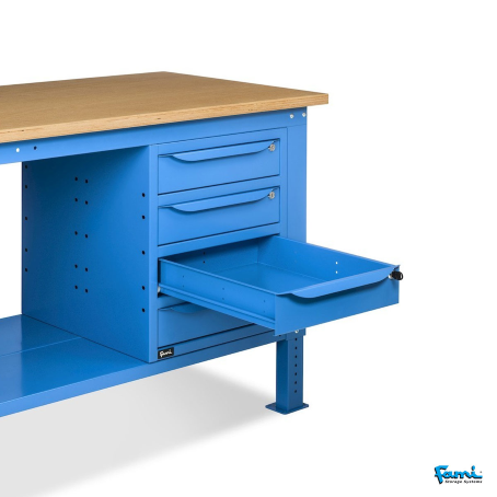 Banco da lavoro piano in legno H regolabile (Blu) / cm. L.200xP.75xH.167,5/205 – FAMI WORK2037