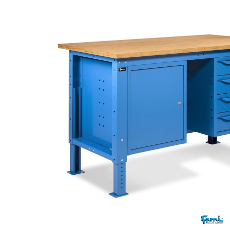 Banco da lavoro piano in legno H regolabile (Blu) / cm. L.200xP.75xH.167,5/205 – FAMI WORK2038