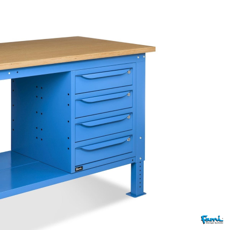 Banco da lavoro piano in legno H regolabile (Blu) / cm. L.200xP.75xH.167,5/205 – FAMI WORK2038