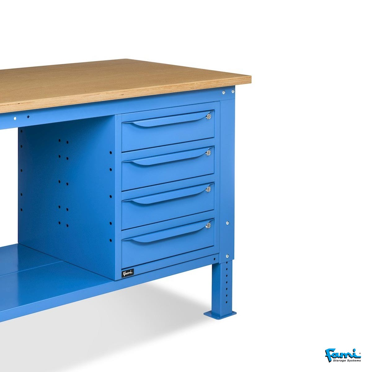 Banco da lavoro piano in legno H regolabile (Blu) / cm. L.200xP.75xH.167,5/205 – FAMI WORK2038