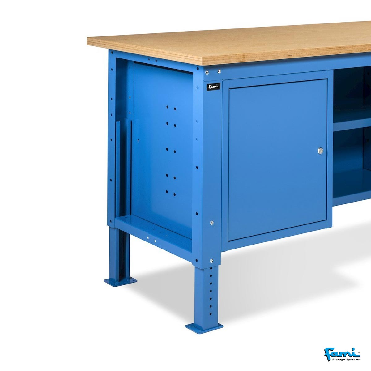 Banco da lavoro piano in legno H regolabile (Blu) / cm. L.200xP.75xH.167,5/205 – FAMI WORK2039