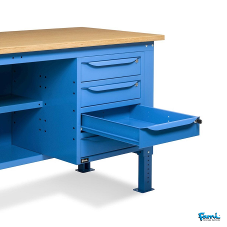 Banco da lavoro piano in legno H regolabile (Blu) / cm. L.200xP.75xH.167,5/205 – FAMI WORK2039