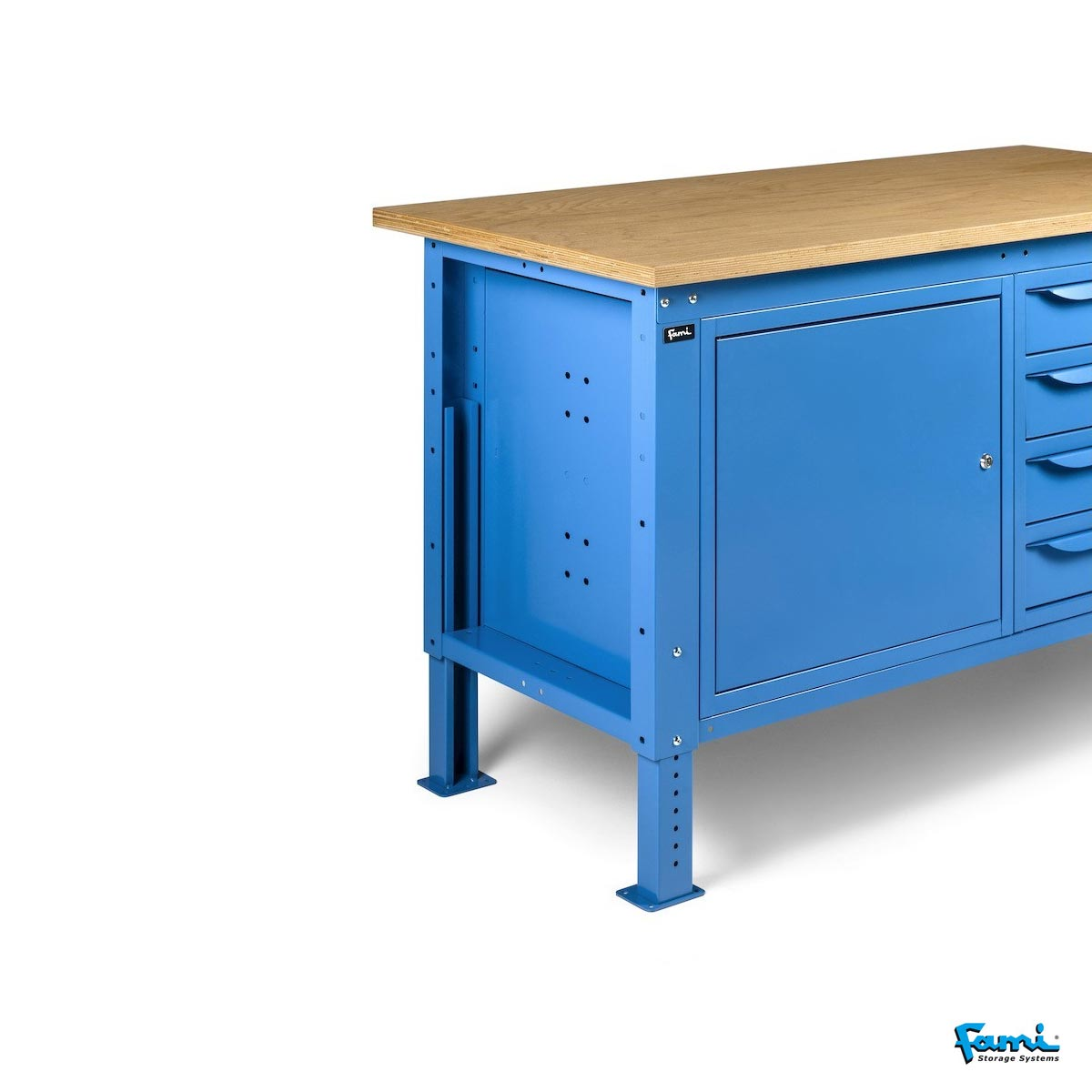 Banco da lavoro piano in legno H regolabile (Blu) / cm. L.200xP.75xH.167,5/205 – FAMI WORK2041