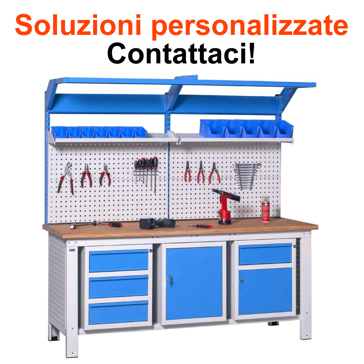 Banco lavoro con piano in legno / cm. L.200xP.70xH.190 GSX