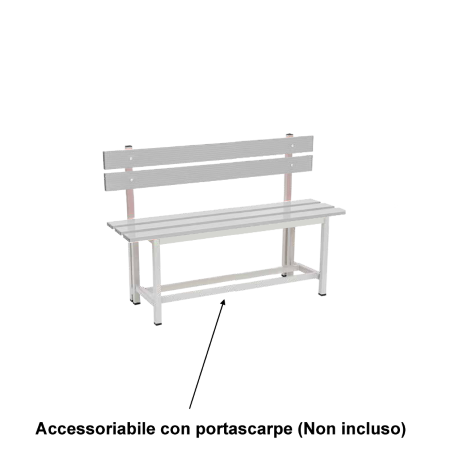 Panca spogliatoio in alluminio con schienale 3 Posti cm. L.100