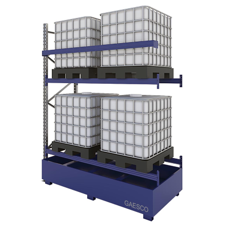 Scaffalatura con vasca 4 cisternette da 1000 LT AGGIUNTIVA - cm. L.270×P.100×H.350