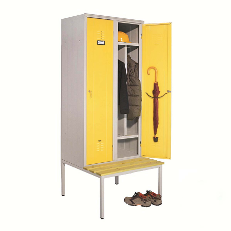 Armadietto Tramezza Sporco Pulito + panca con doghe -  2 Posti  / cm.80x80x210H /