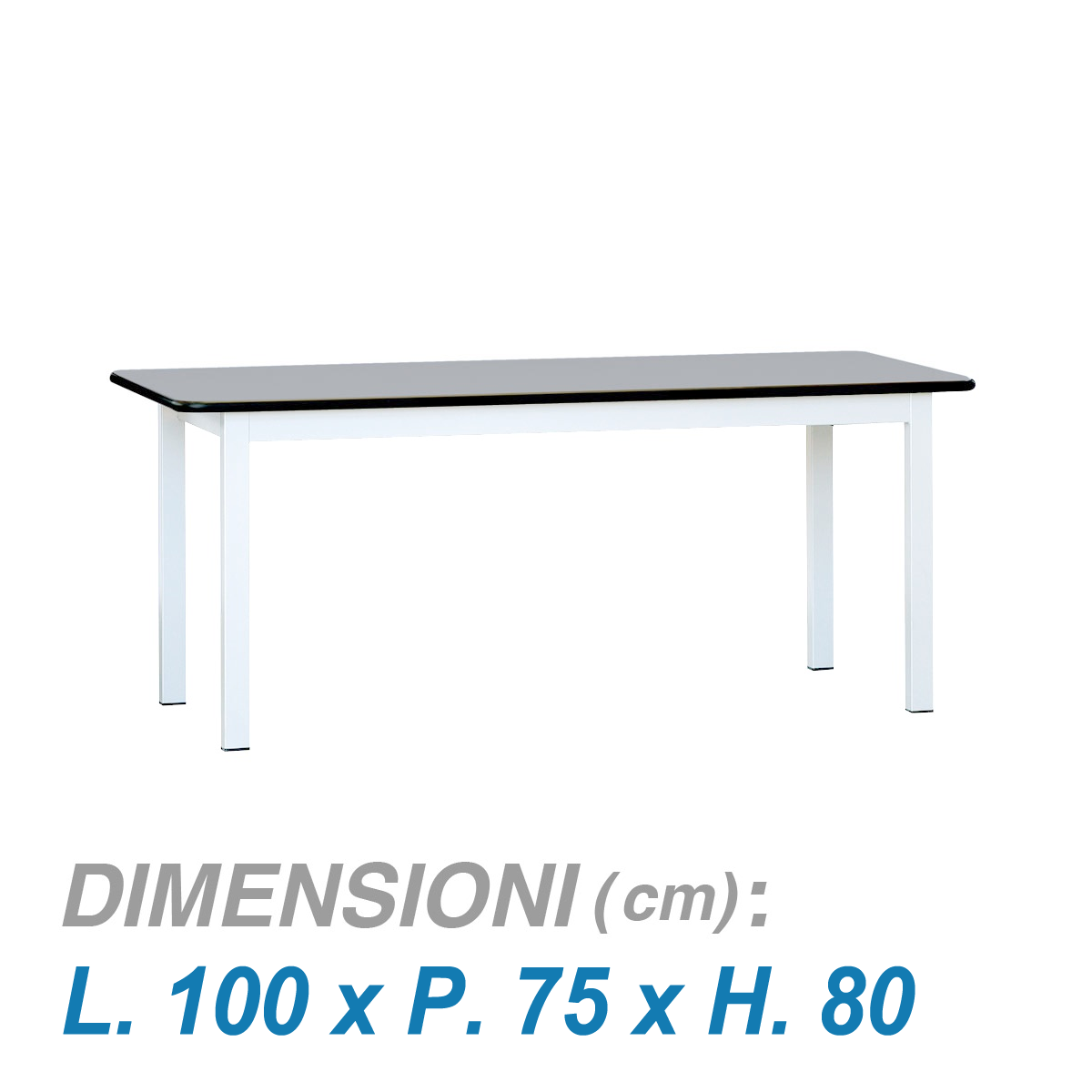 Tavolo mensa laminato 4 posti / L.100xP.75xH.80 cm Grigio/Bianco 