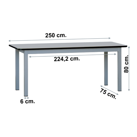 Tavolo mensa laminato 10 posti / L.250xP.75xH.80 cm Grigio/Grigio