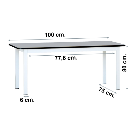 Tavolo mensa laminato 4 posti / L.100xP.75xH.80 cm Grigio/Bianco 