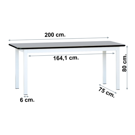 Tavolo mensa laminato 8 posti / L.200xP.75xH.80 cm Grigio/Bianco 