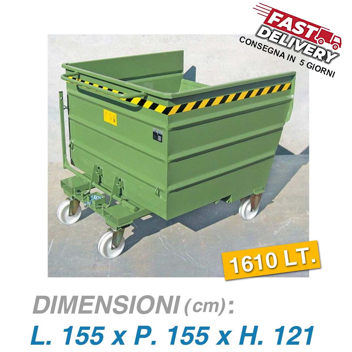 Benna Porta Rottami 1610 Litri – (2.000 kg) PRONTA CONSEGNA 