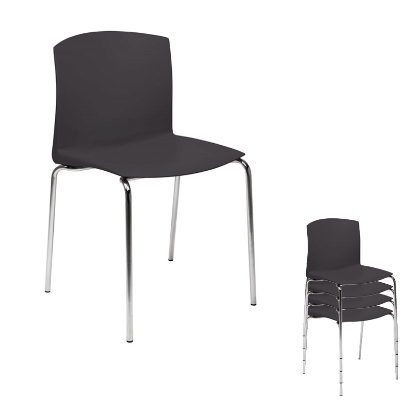 Sedie per mensa INTERFACCIA con telaio cromato / Nero (Conf. 4pz)