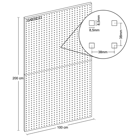 Pannello posteriore con fori quadri per scaffali Simplyrex / cm. L.100xH.200
