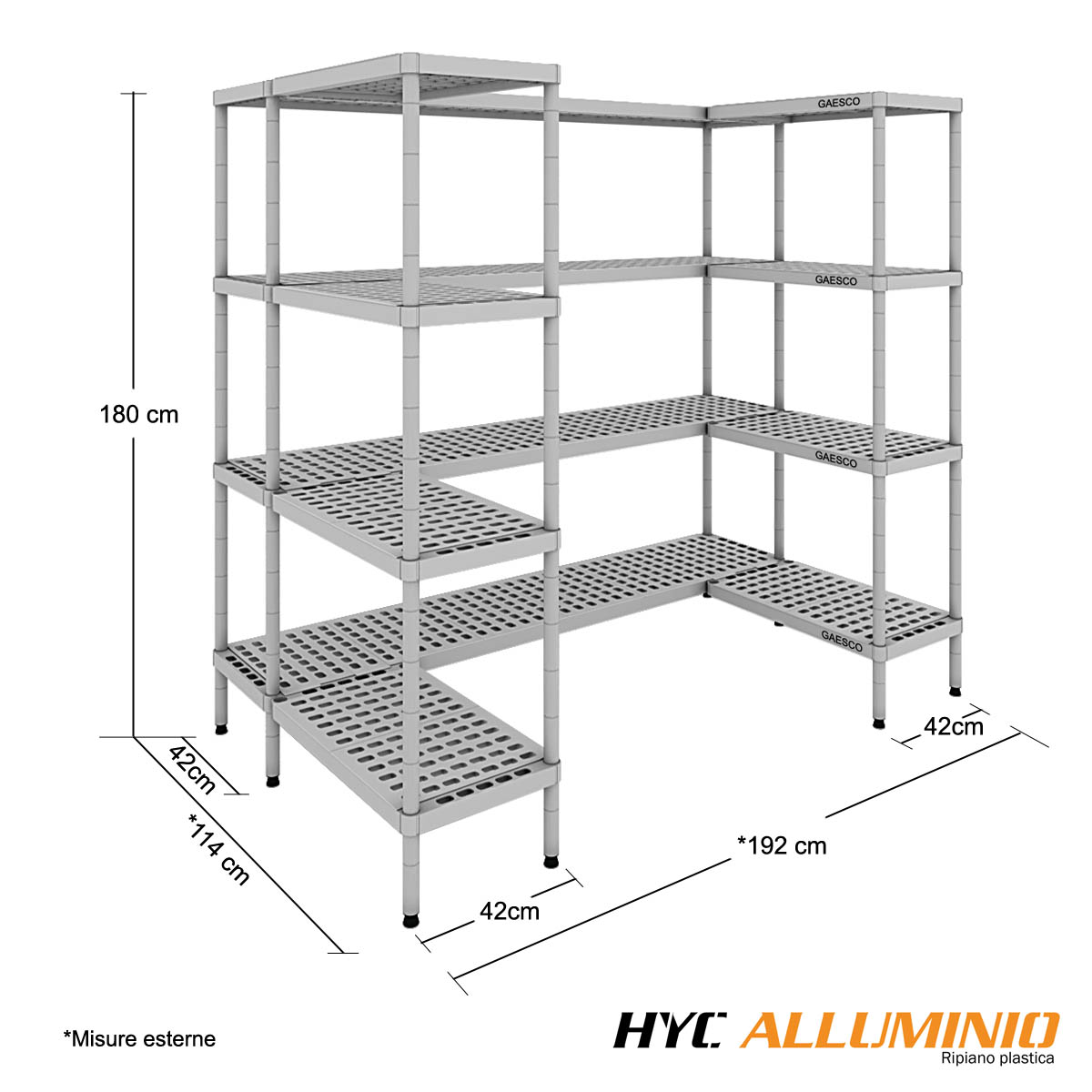 Scaffale per celle frigo a U - cm.194x119 H.180
