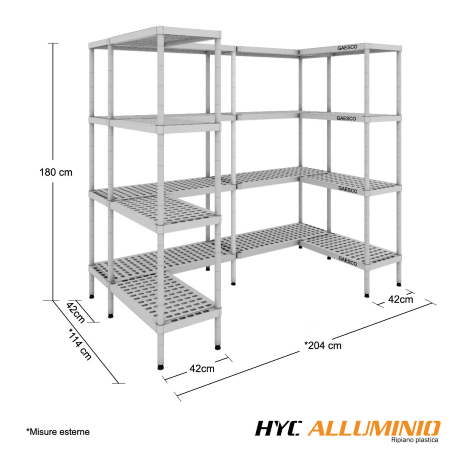 Scaffale per celle frigo a U - cm.224x119 H.180