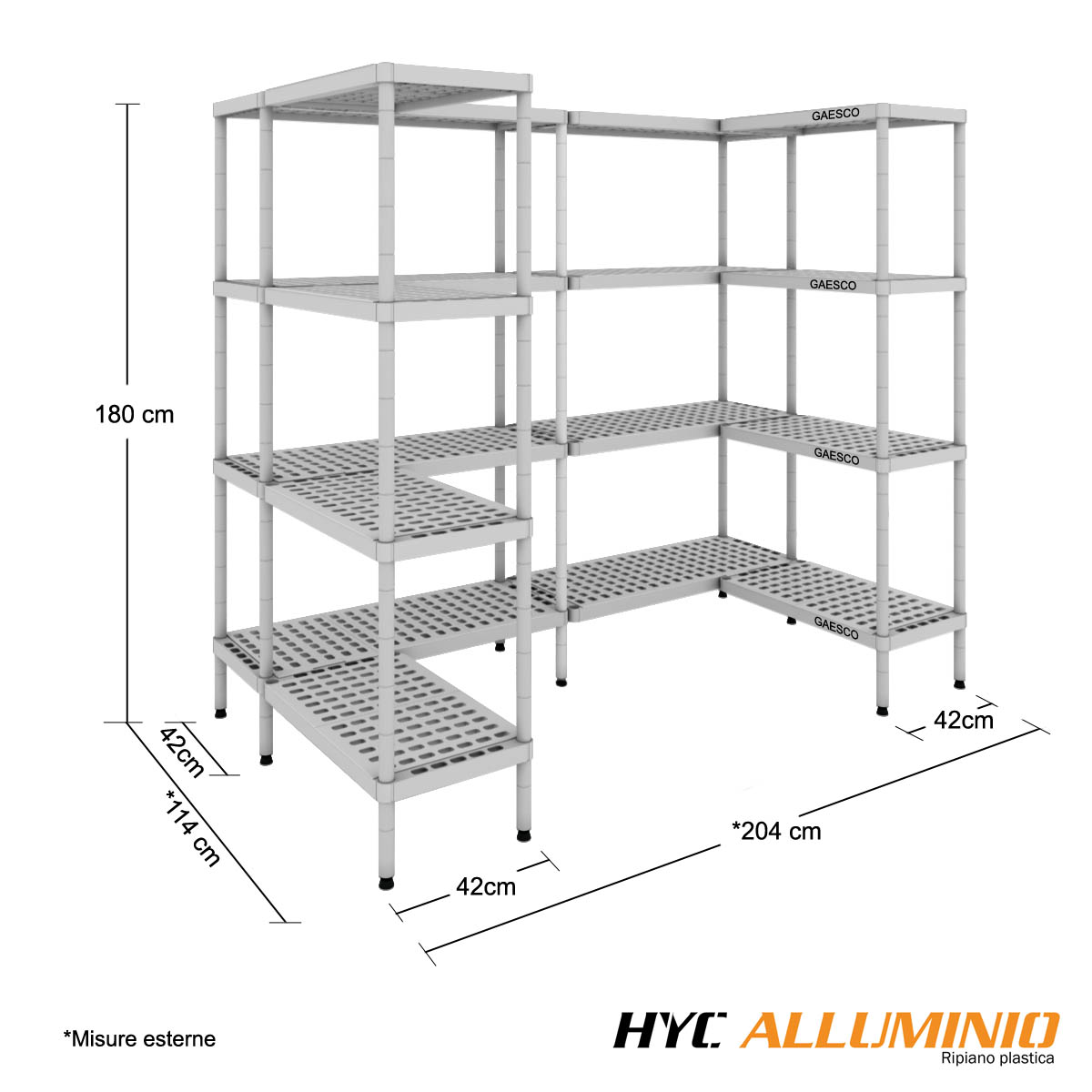 Scaffale per celle frigo a U - cm.224x119 H.180