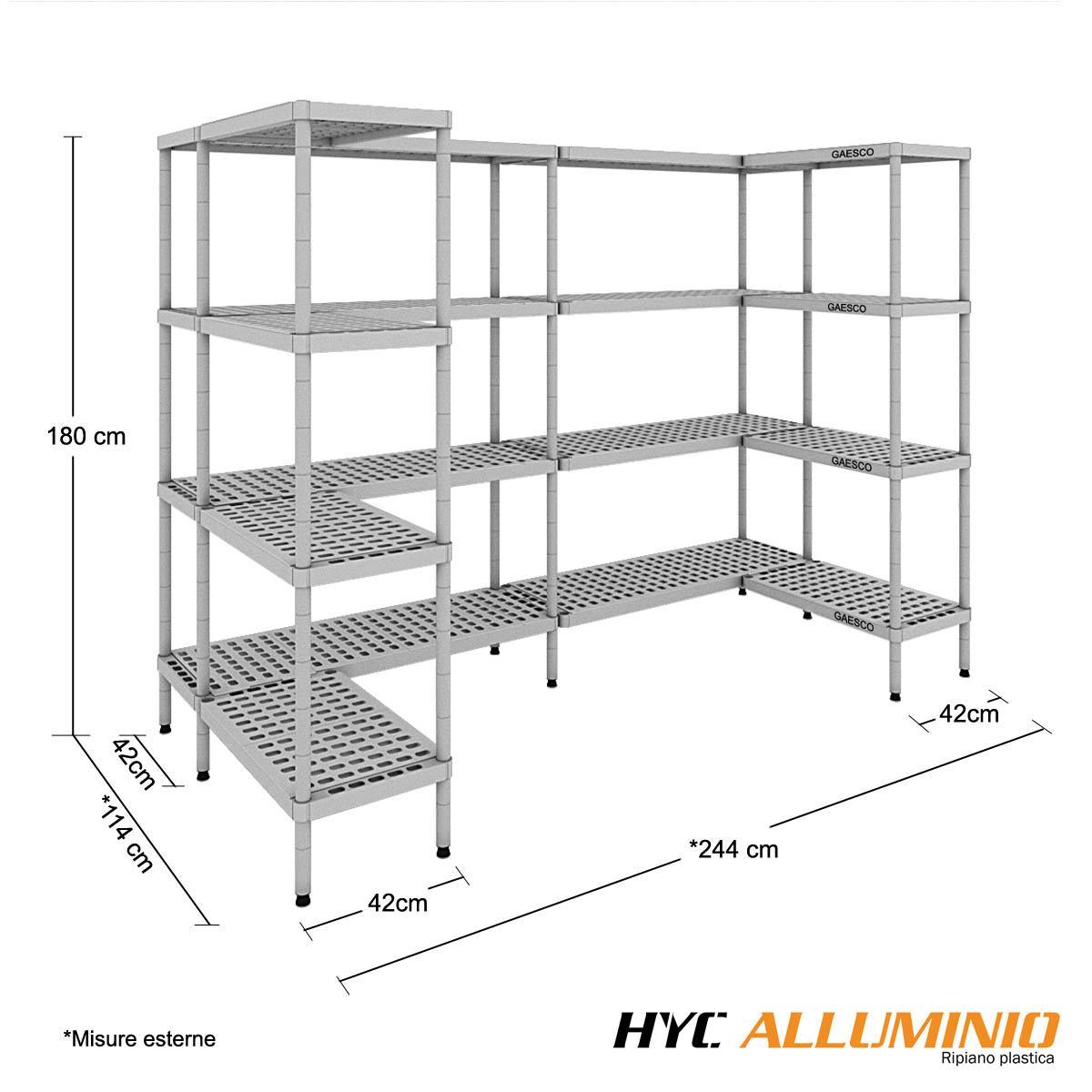 Scaffale per celle frigo a U - cm.254x119 H.180
