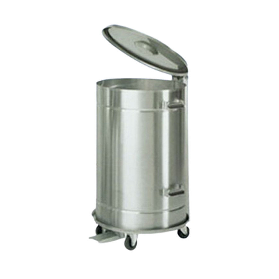 Pattumiera Acciaio inox a  pedale carrellata + coperchio LT.70