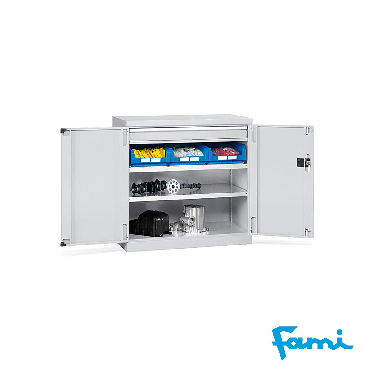 Armadietto basso a 2 Ripiani + 1 cassetto / cm.100x55x100h FAMI