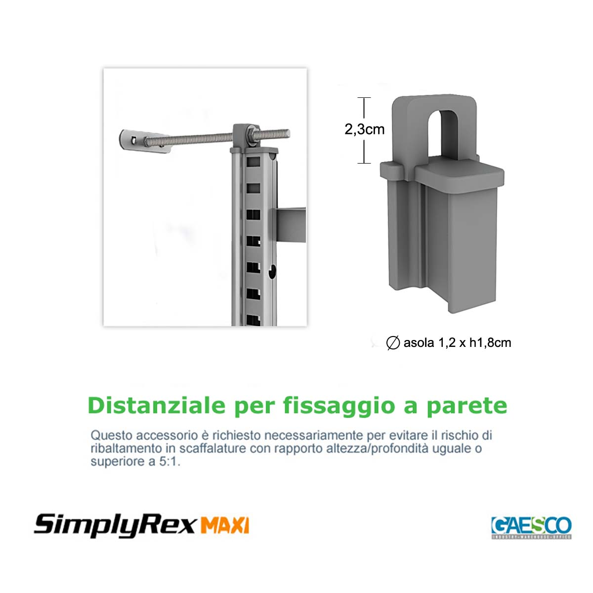 Distanziale a parete scaffali SIMPLYREX