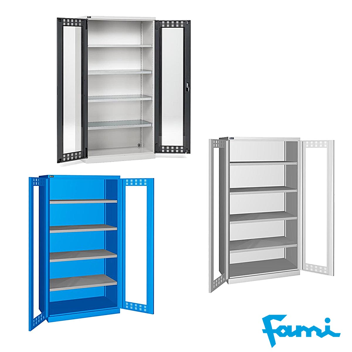 Armadio Officina a Ripiani | Ante a policarbonato -  cm.100x55x200h FAMI