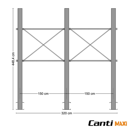 Cantilever 3 Colonne, 12 Bracci (600Kg)  / cm. H.450xP.150 / Lungh. 320 cm.