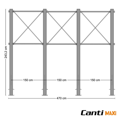 Cantilever 4 Colonne, 8 Bracci (970Kg)  / cm. H.250xP.100 / Lungh. 470 cm.