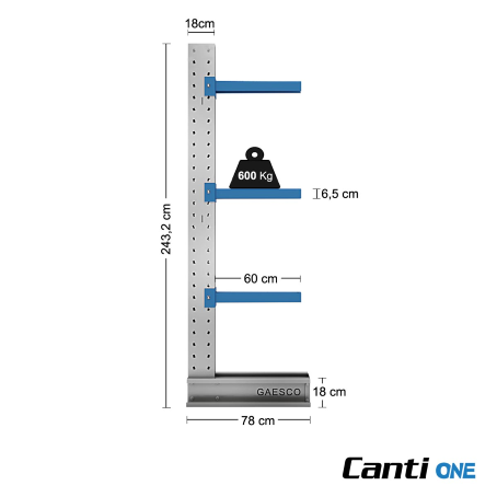 Cantilever da 4 colonne Monofronte con 12 Bracci cm 60 / cm. L.320 x P.60x H.250
